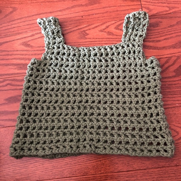 Hand- crocheted green coloured cotton mesh pop-top -new - Picture 6 of 6